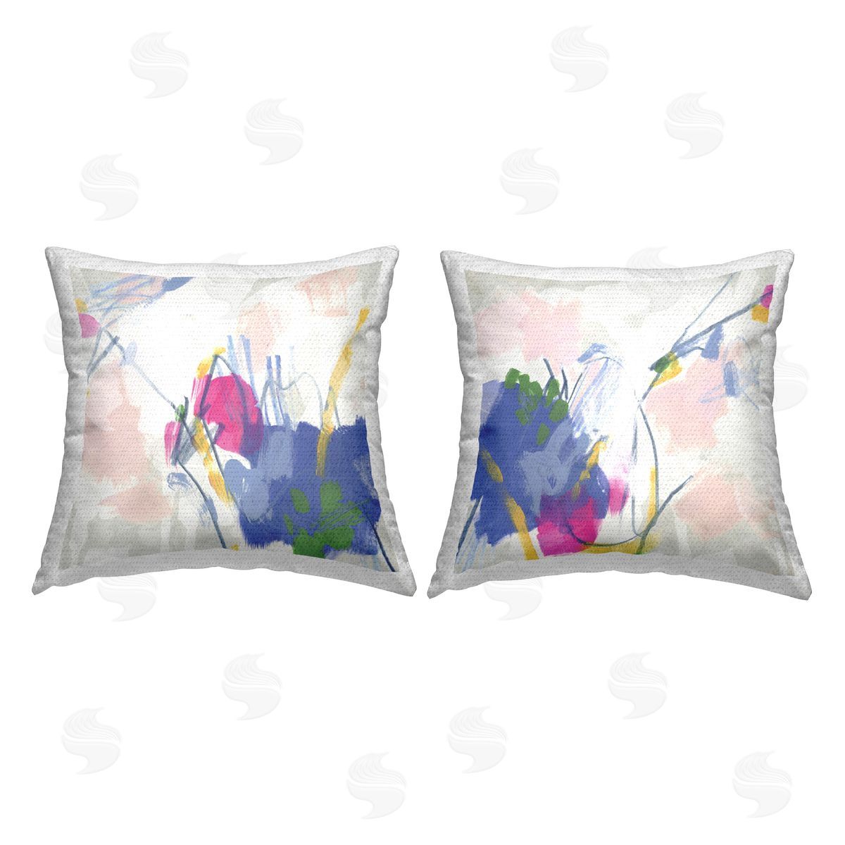 June Erica Vess Pink Blue Pop Abstract  Outdoor Quick-Dry Polyester Printed Throw Pillow