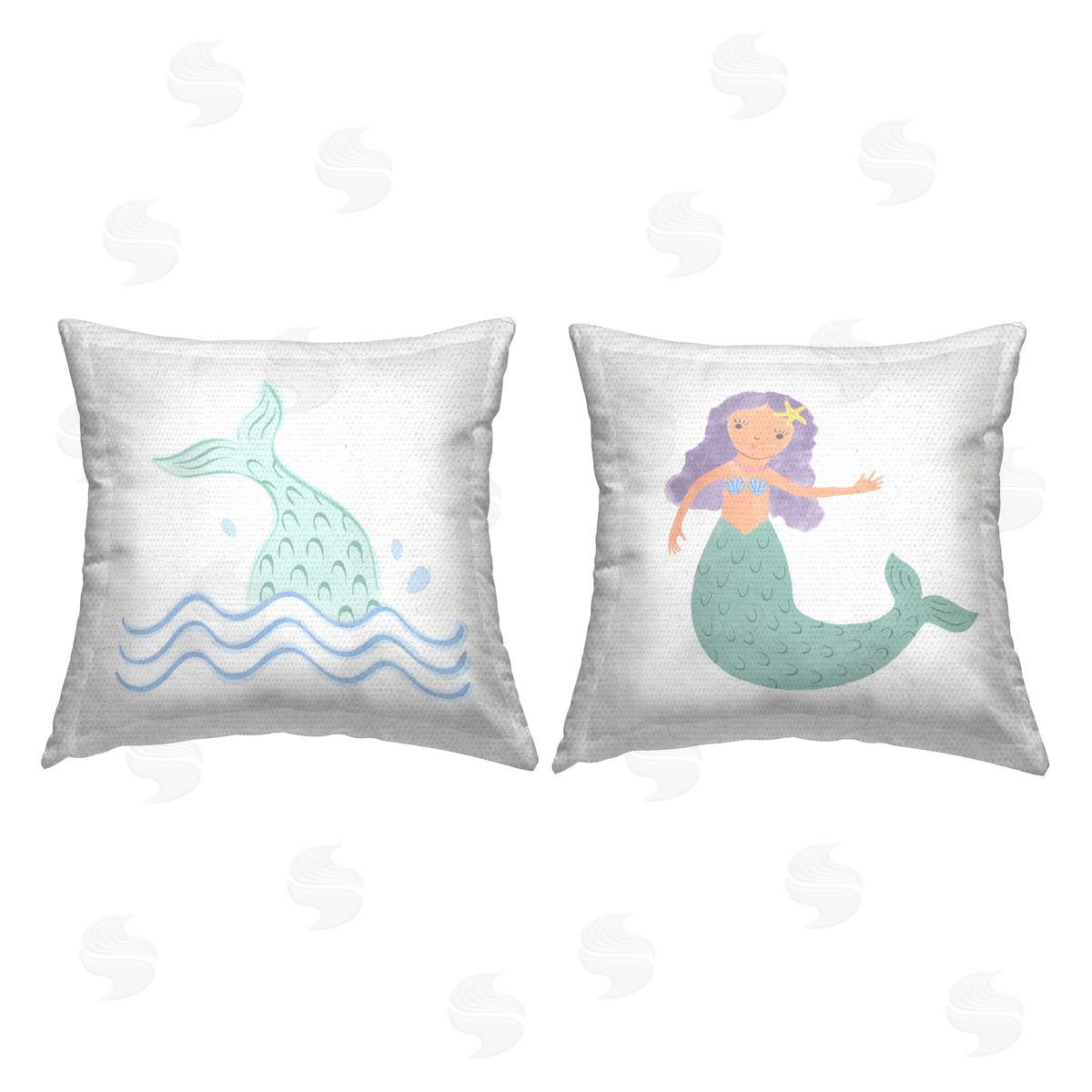 Carrie Cantwell Ocean Mermaid Splash  Outdoor Quick-Dry Polyester Printed Throw Pillow