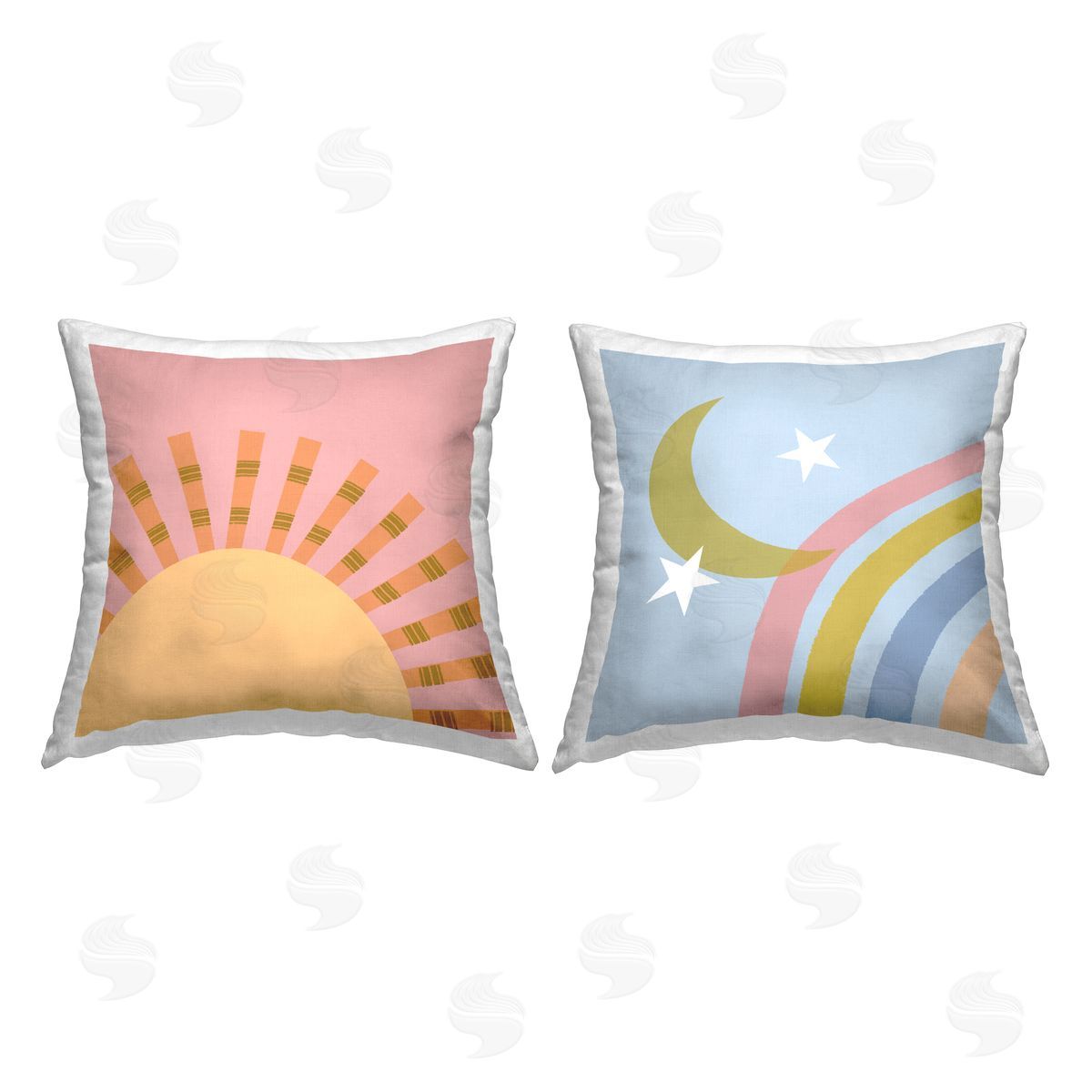 Tina Finn Whimsical Moon & Sun Printed Plush Polyester Throw Pillow