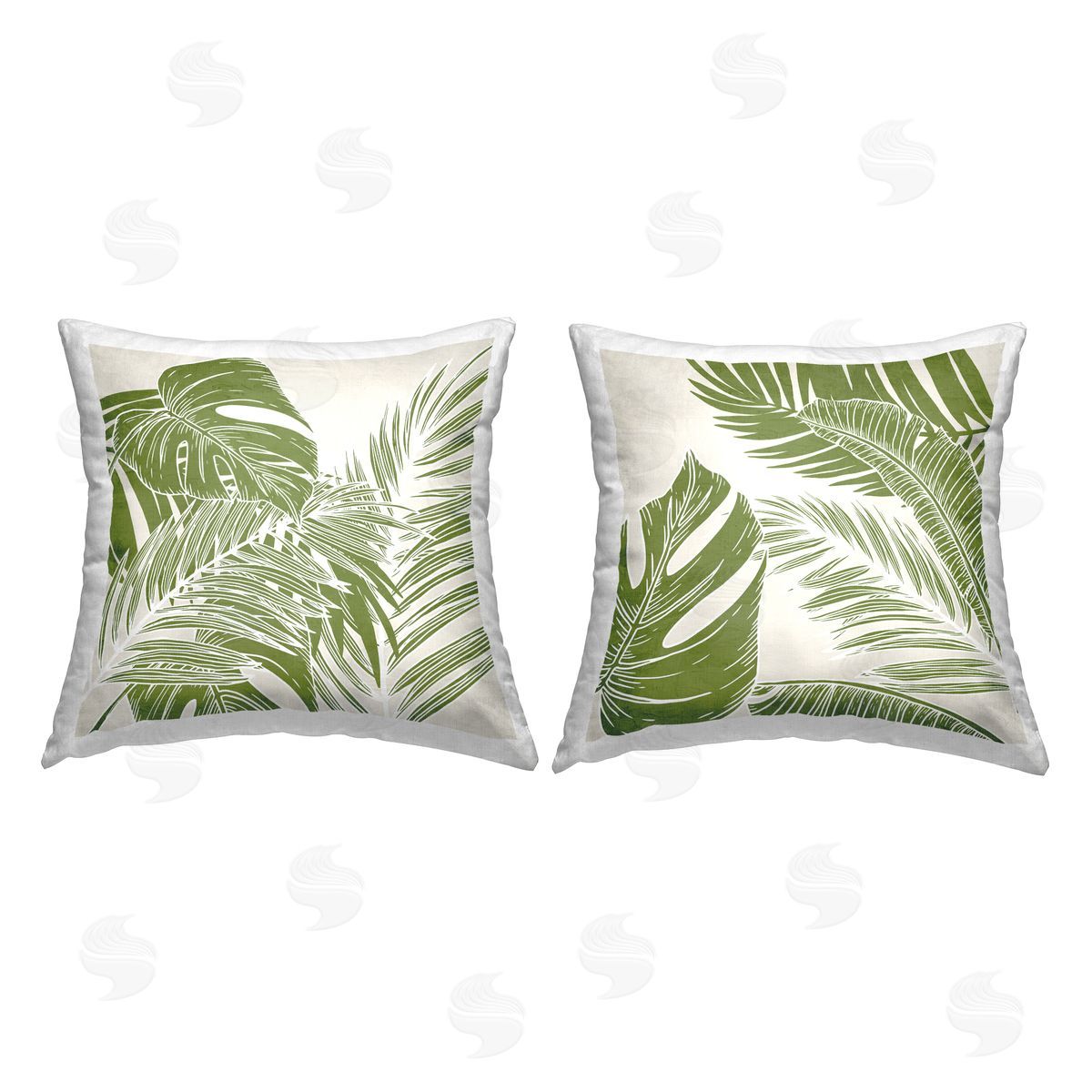 Kim Allen Overlapping Palm Leaves Printed Plush Polyester Throw Pillow