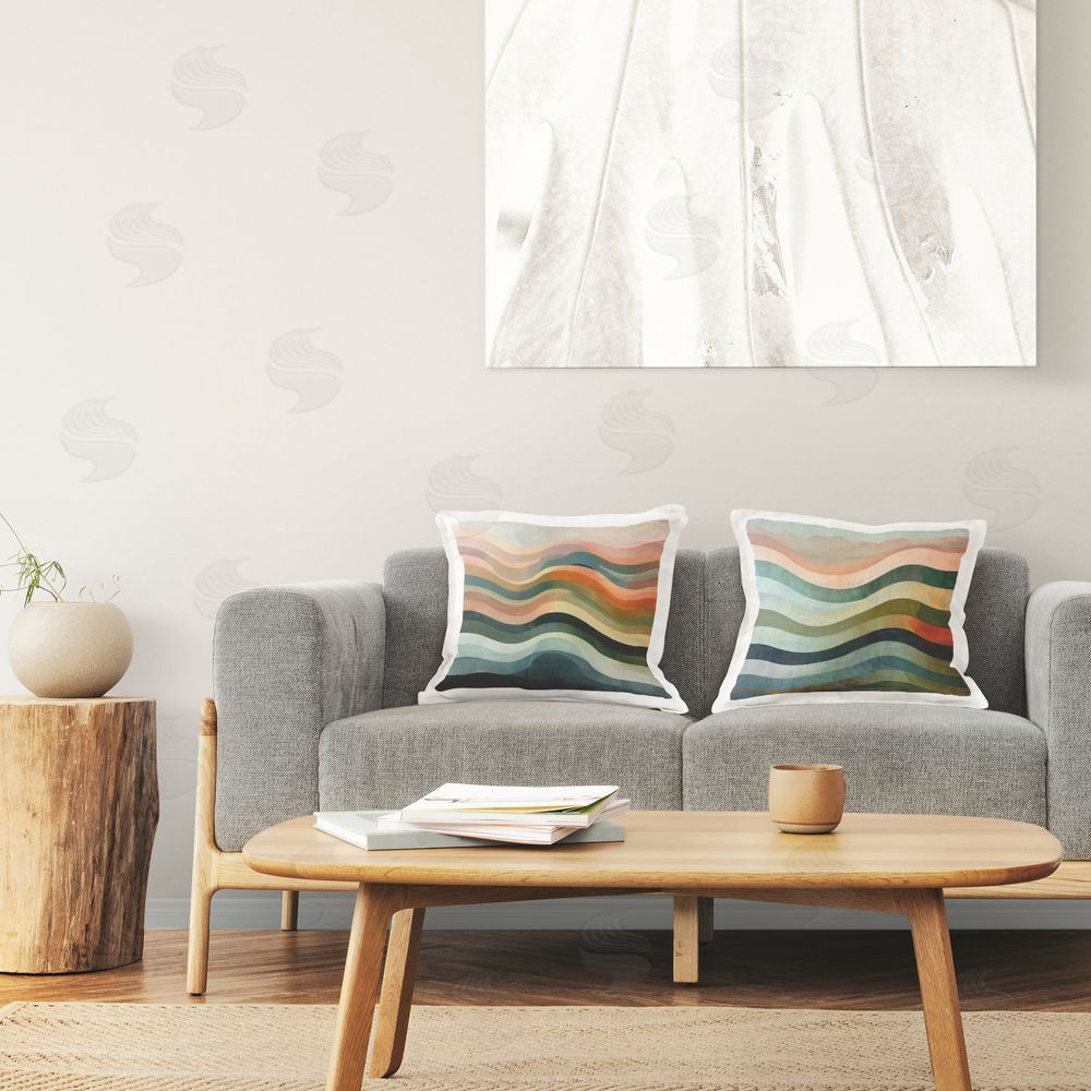 Lazar Studio Dynamic Abstract Wave Printed Plush Polyester Throw Pillow On Chair