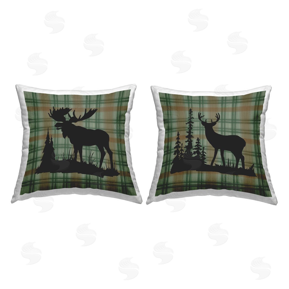 Jacki Frerichs Forest Animals on Tartan Printed Plush Polyester Throw Pillow