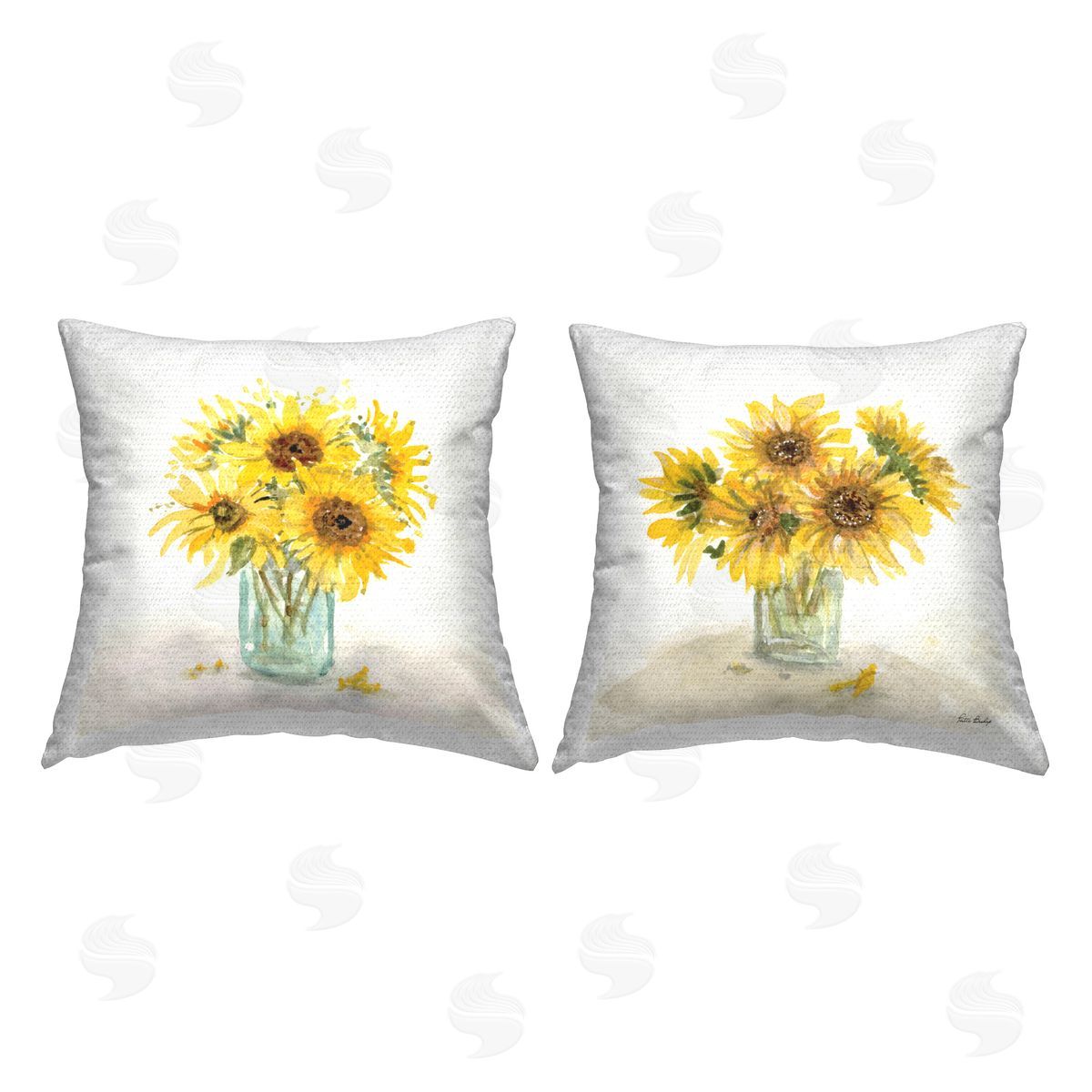 Paul Brent Sunflower Bouquet Jar  Outdoor Quick-Dry Polyester Printed Throw Pillow