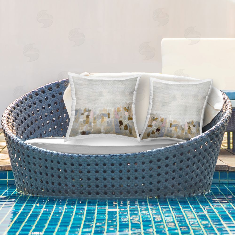 Rachel Springer Gray Subtle Abstract  Outdoor Quick-Dry Polyester Printed Throw Pillow in Back Yard