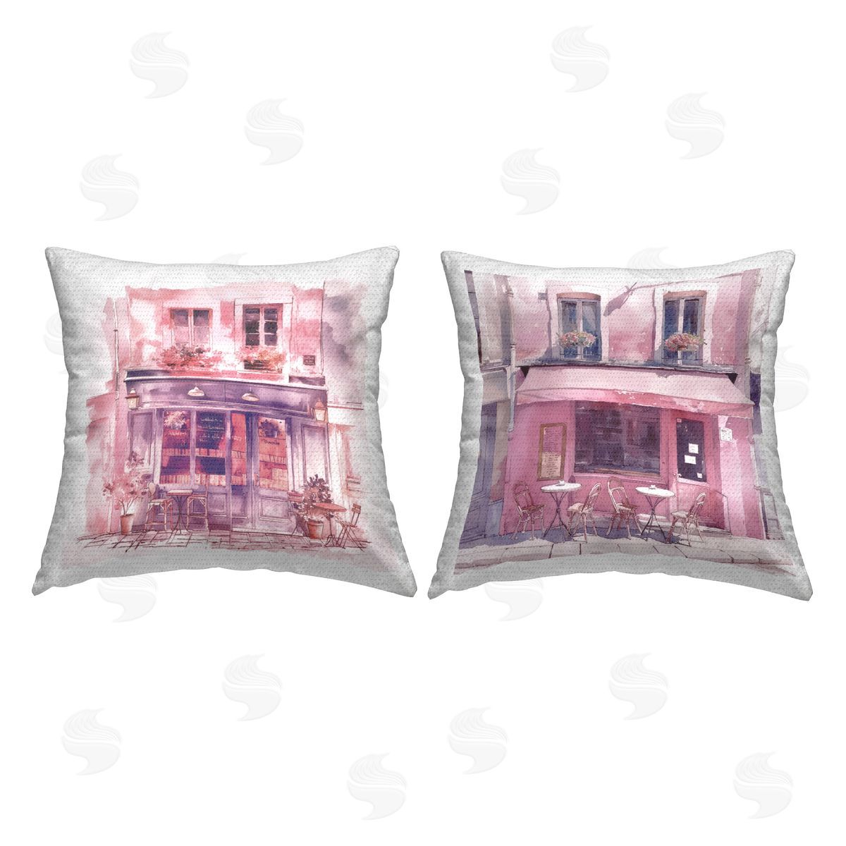 Steve Hunziker Blush Pink Bistro Outdoor Quick-Dry Polyester Printed Throw Pillow