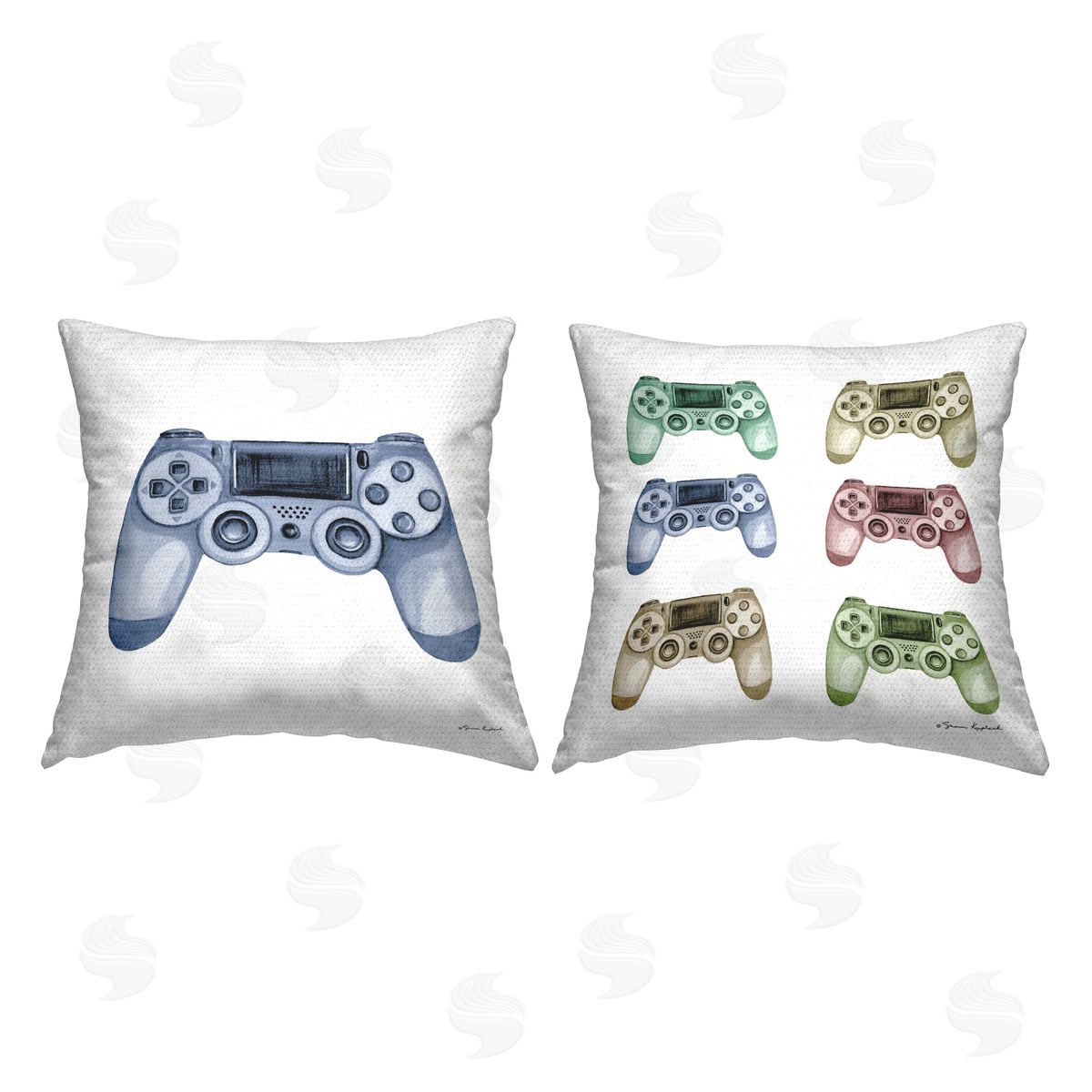 Sharon Kuplack Various Gamer Controllers Outdoor Quick-Dry Polyester Printed Throw Pillow