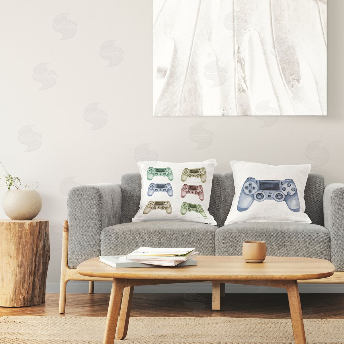 Sharon Kuplack Various Gamer Controllers Printed Plush Polyester Throw Pillow