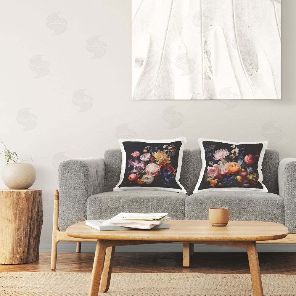 Lazar Studio Exquisite Floral Arrangement  Printed Plush Polyester Throw Pillow On Chair