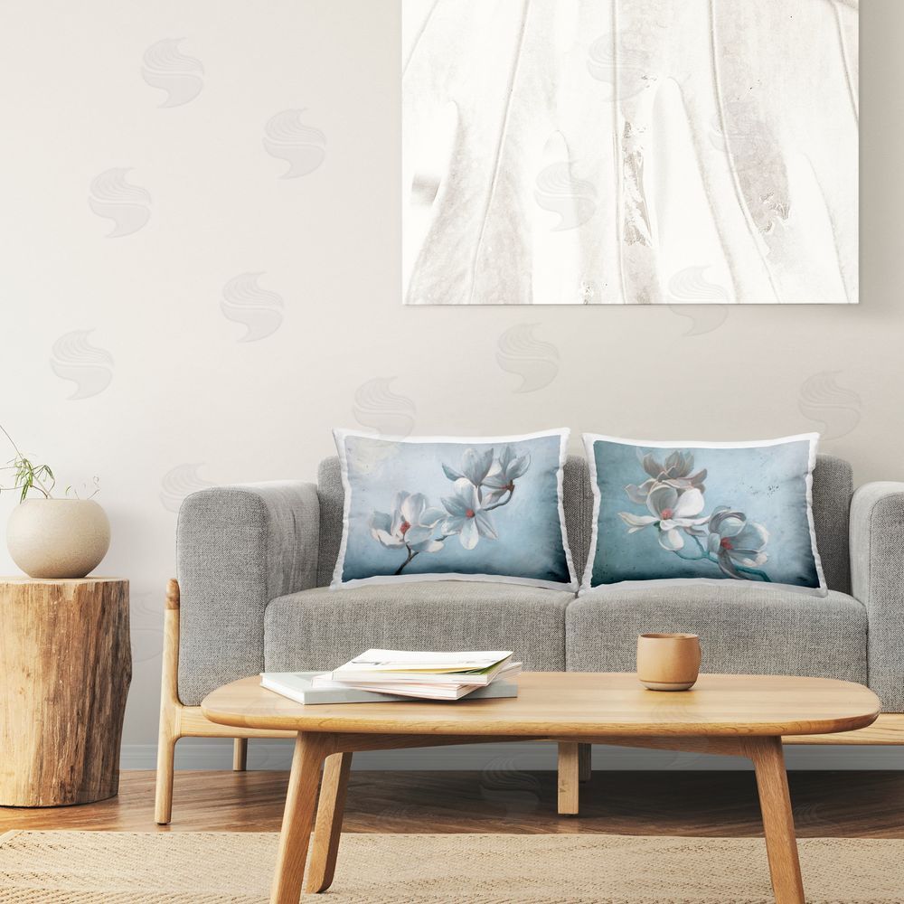 Wellington Studio Single Magnolia Branch Blossoms Printed Plush Polyester Throw Pillow On Chair