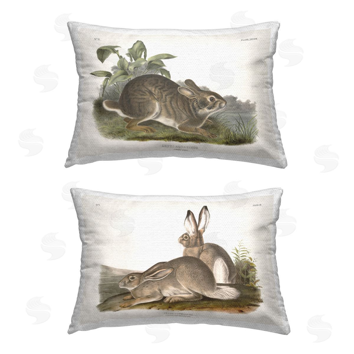 Wild Apple Portfolio Gentle Resting Cottage Rabbit  Outdoor Quick-Dry Polyester Printed Throw Pillow