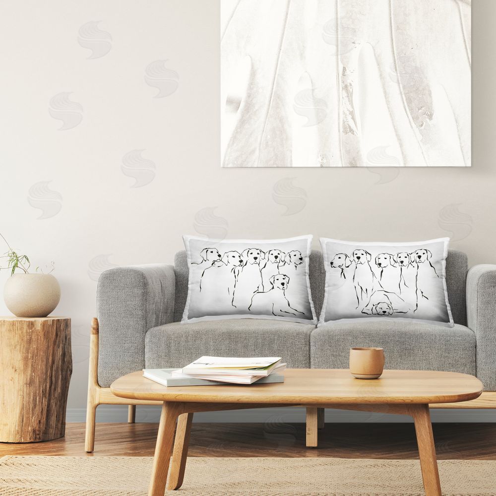 Ethan Harper Minimal Dog Doodles Printed Plush Polyester Throw Pillow On Chair