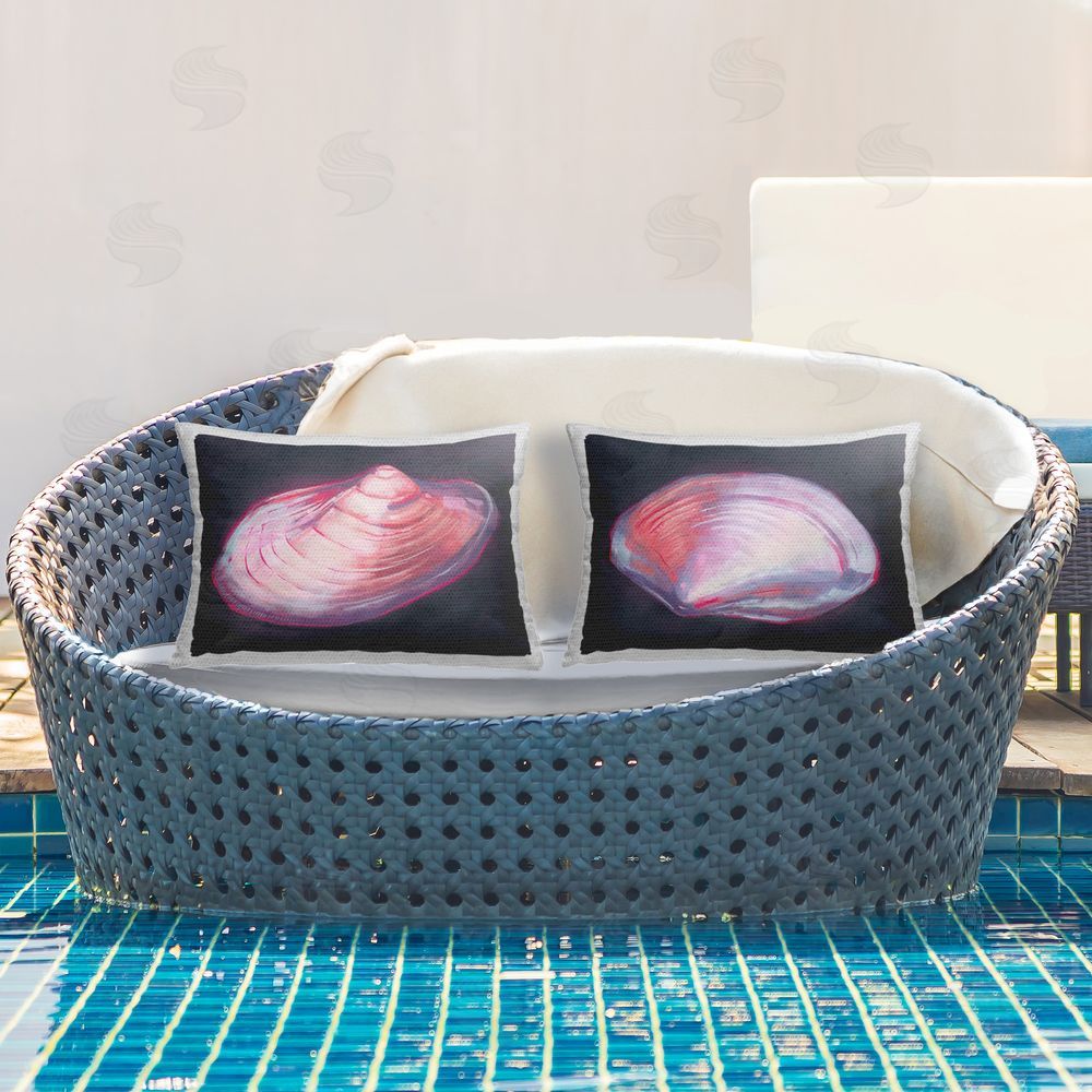 Stupell Studio Pink Clam Shells  Outdoor Quick-Dry Polyester Printed Throw Pillow in Back Yard