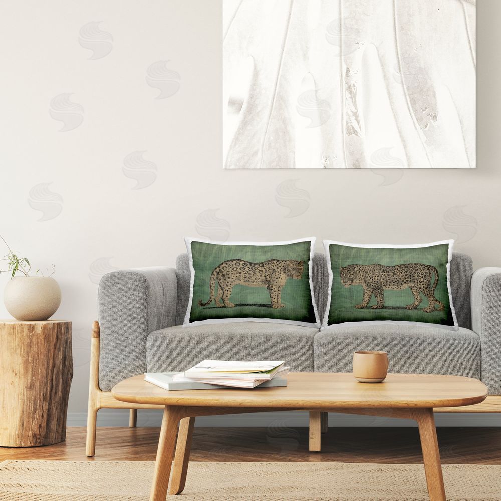 June Erica Vess Stunned Jaguar Hunting  Printed Plush Polyester Throw Pillow On Chair