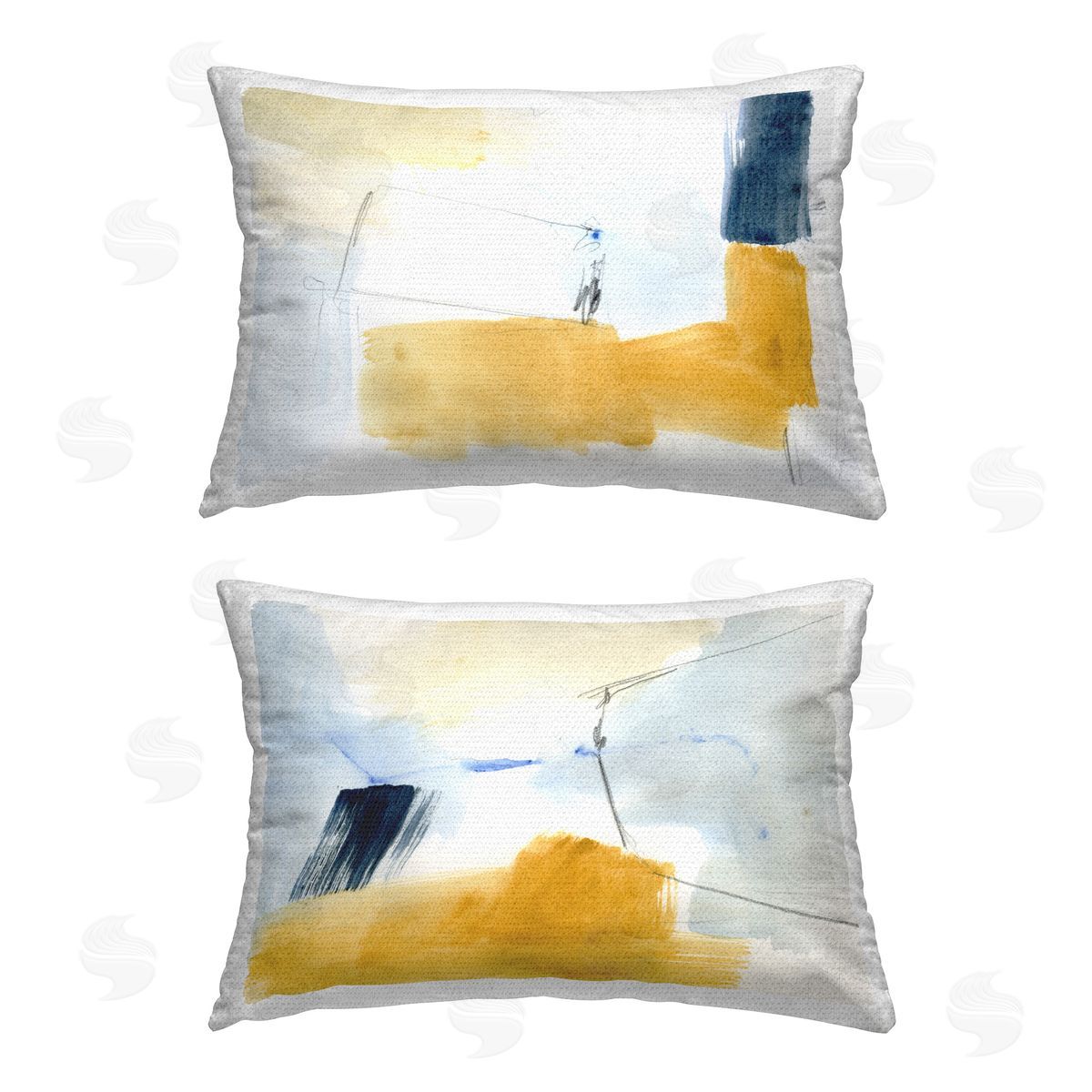 Victoria Barnes Yellow Patchy Abstract  Outdoor Quick-Dry Polyester Printed Throw Pillow