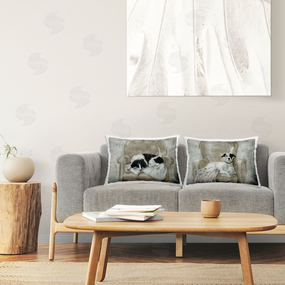 Carol Robinson Dog's Favorite Chairs Printed Plush Polyester Throw Pillow On Chair