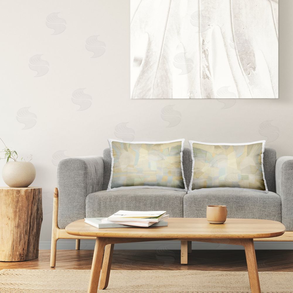 Michael Tienhaara Expressive Neutral Forms Printed Plush Polyester Throw Pillow On Chair