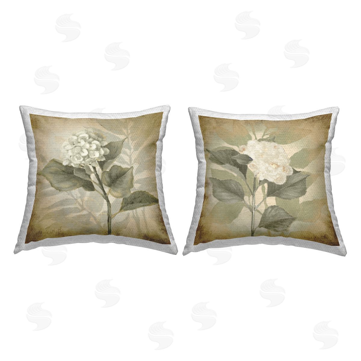 Lanie Loreth Vintage Opaque Hydrangea Outdoor Quick-Dry Polyester Printed Throw Pillow