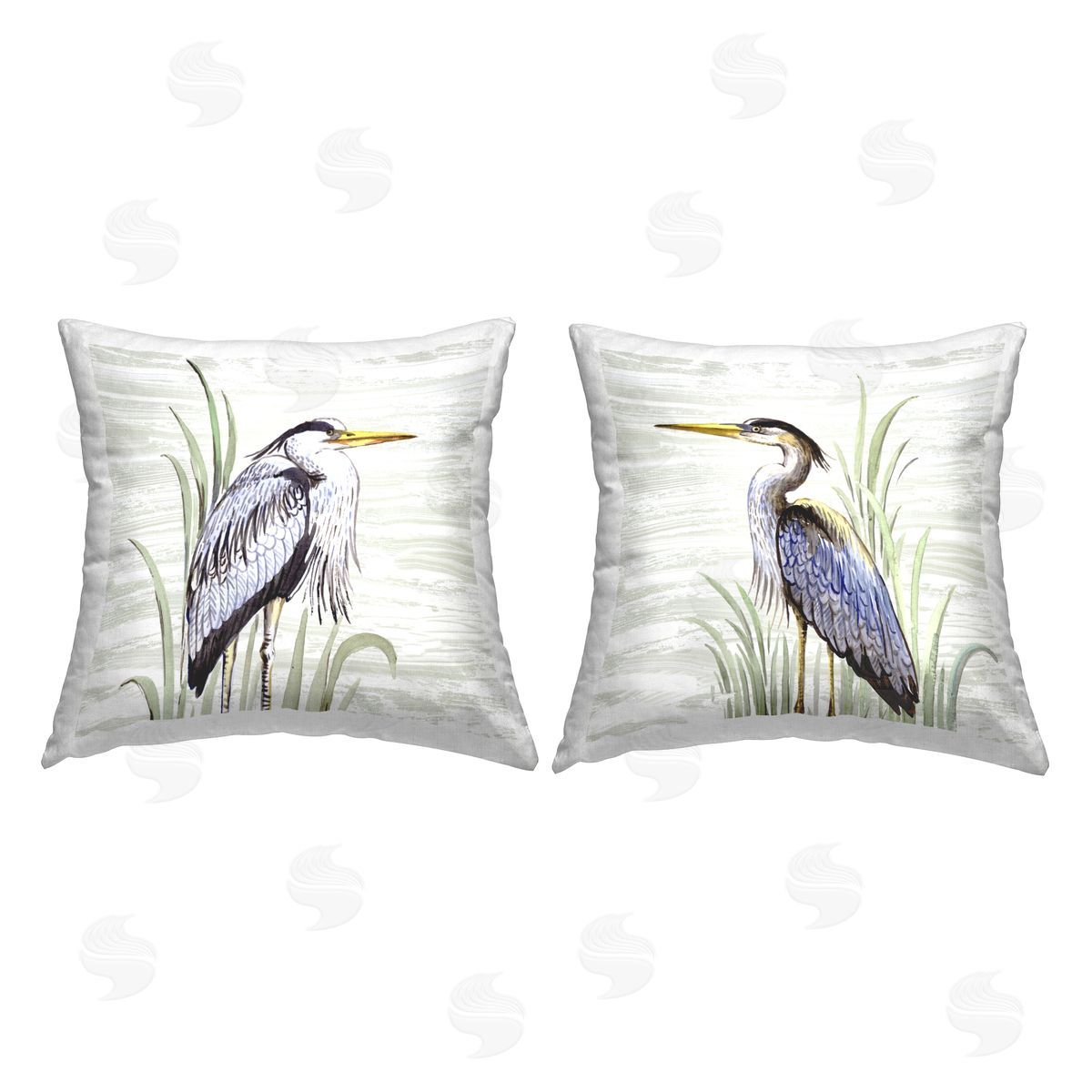 Elena Vladykina Egrets in Tall Grass Printed Plush Polyester Throw Pillow