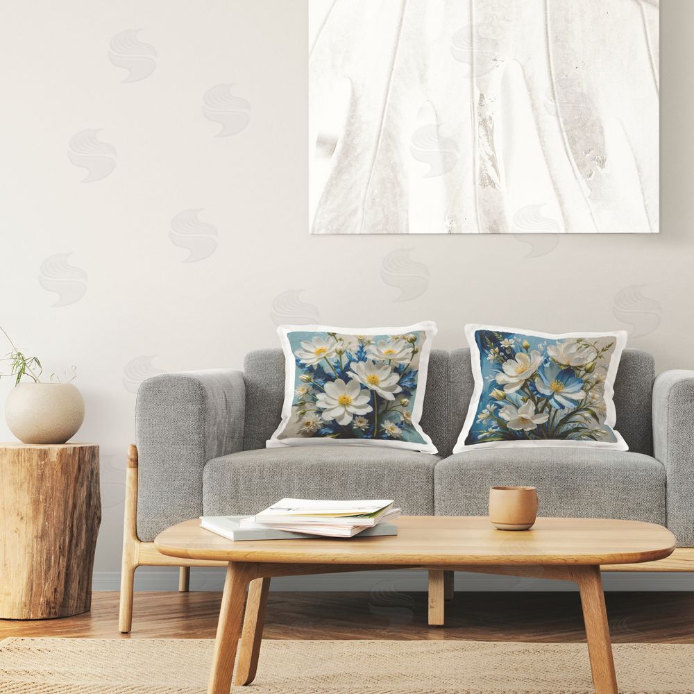 Yuri Khrushch Modeled Daisy Bundles Printed Plush Polyester Throw Pillow On Chair
