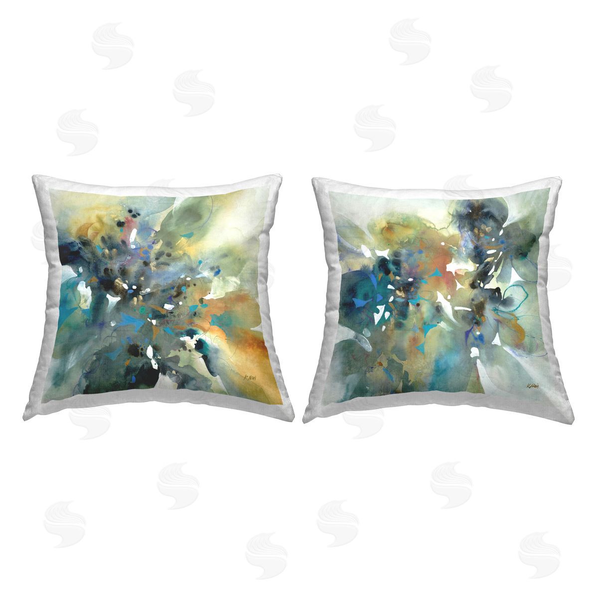 K. Nari Energetic Splash Abstraction Printed Plush Polyester Throw Pillow