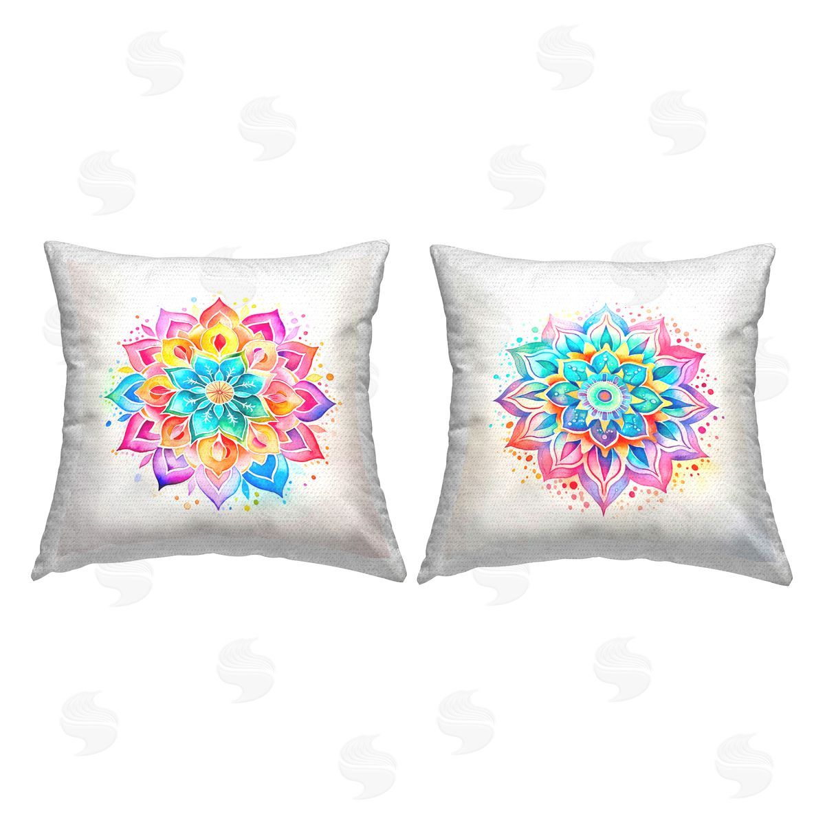 Andrea Haase Magic Bright Hued Mandala Outdoor Quick-Dry Polyester Printed Throw Pillow