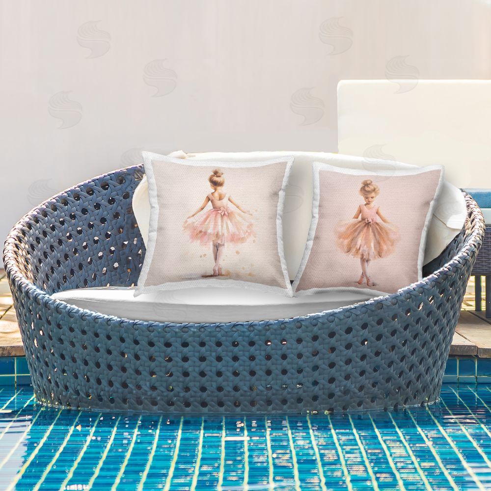 Andrea Haase Dancing Star Ballerinas Outdoor Quick-Dry Polyester Printed Throw Pillow in Back Yard