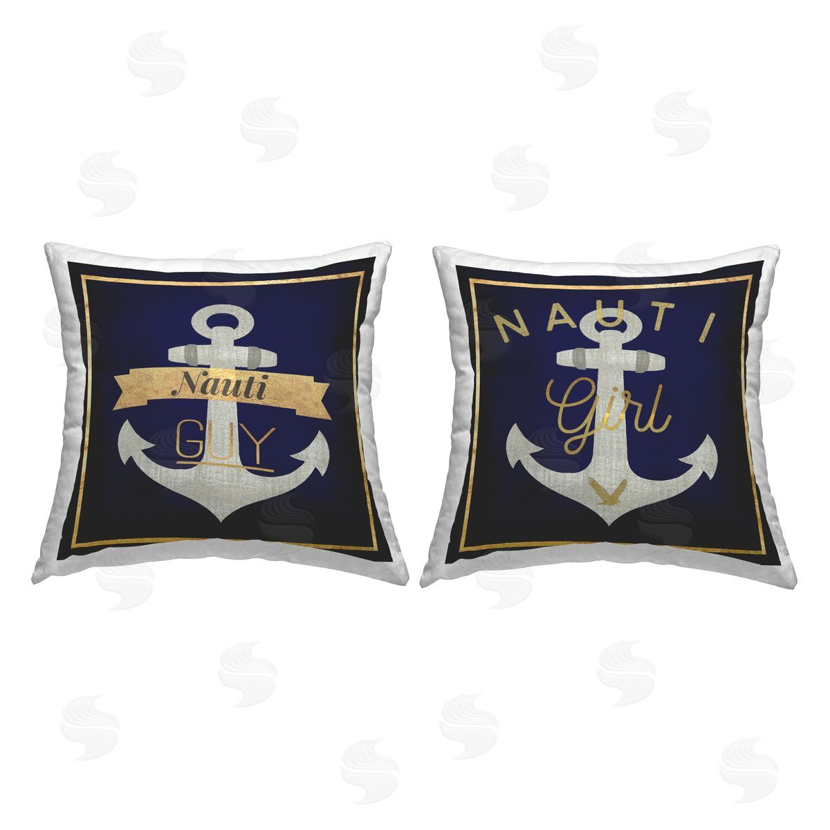 Graffitee Studios Nauti Girl & Guy Printed Plush Polyester Throw Pillow