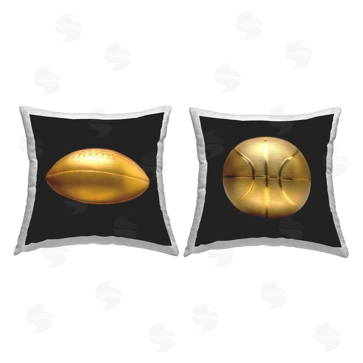 Graffitee Studios Gold Football & Basketball Outdoor Quick-Dry Polyester Printed Throw Pillow