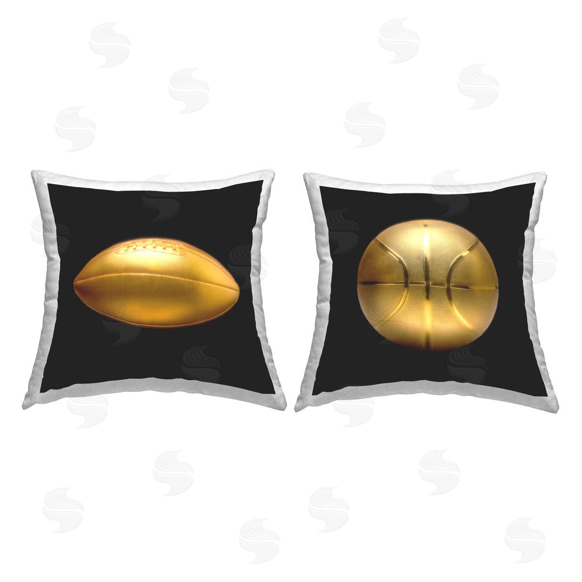 Graffitee Studios Gold Football & Basketball Printed Plush Polyester Throw Pillow