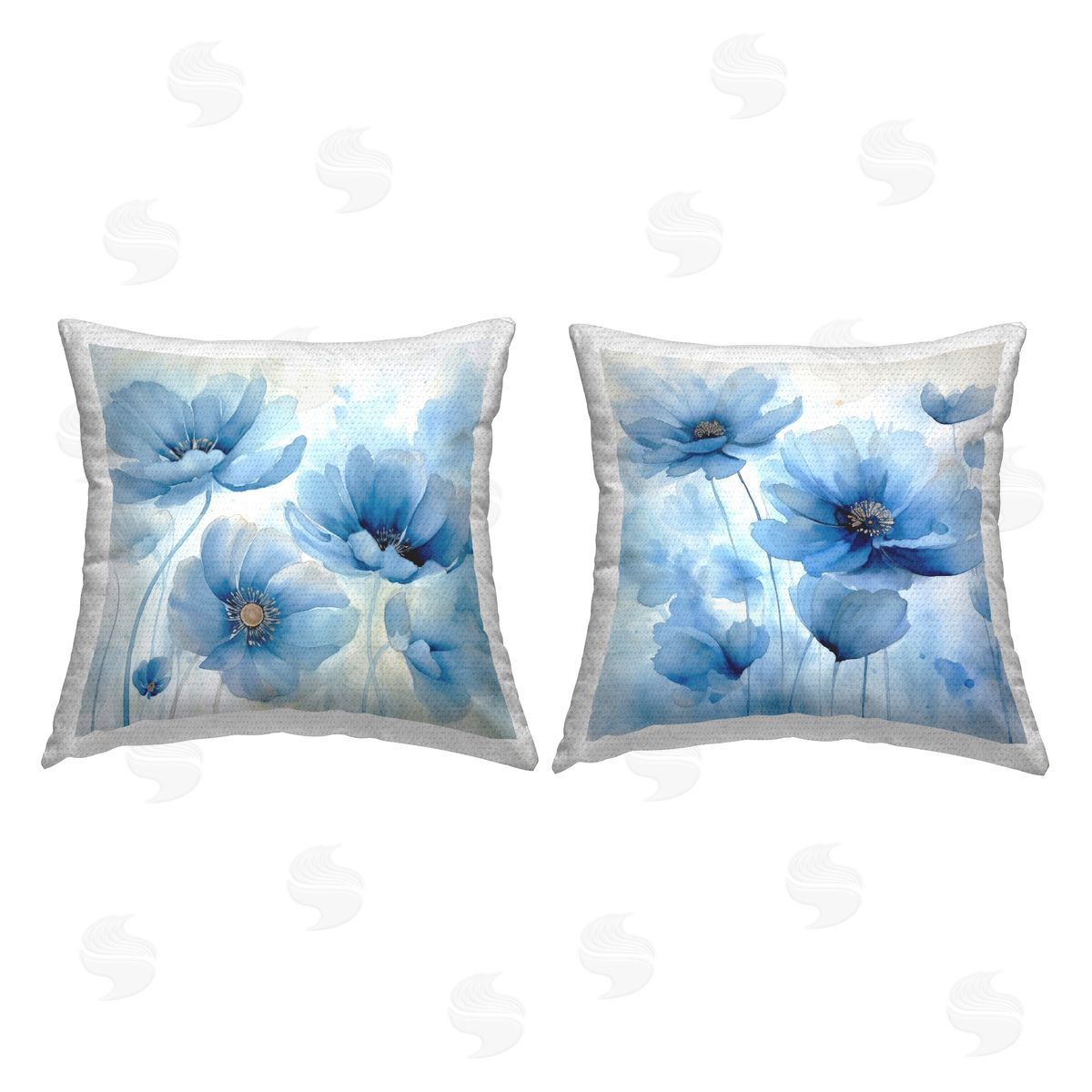 Irena Orlov Fading Blue Flower Petals Outdoor Quick-Dry Polyester Printed Throw Pillow