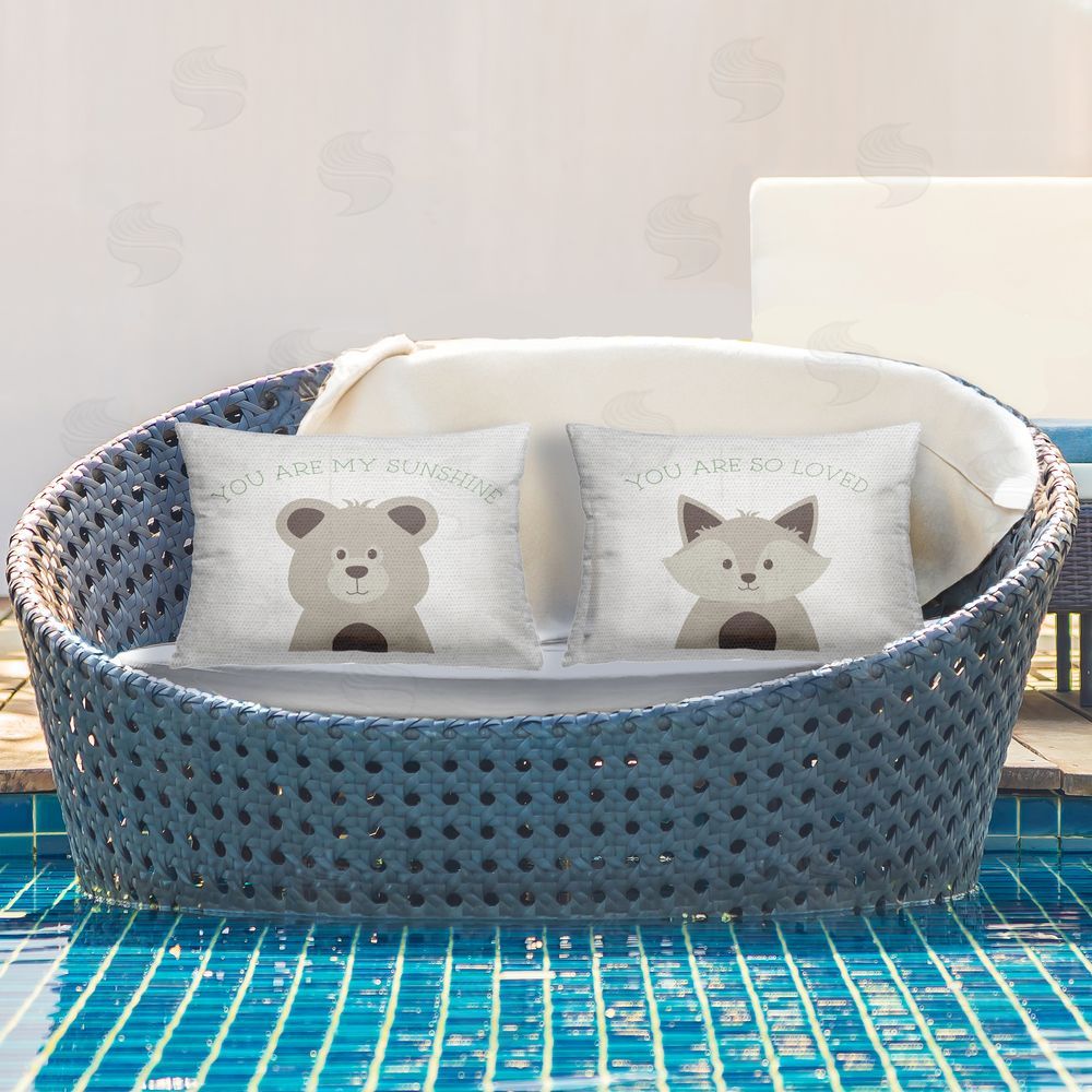 Natalie Carpentieri You Are Loved Sunshine Outdoor Quick-Dry Polyester Printed Throw Pillow in Back Yard