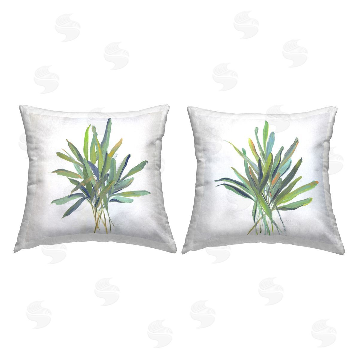 Sally Swatland Green Plant Fronds Printed Plush Polyester Throw Pillow