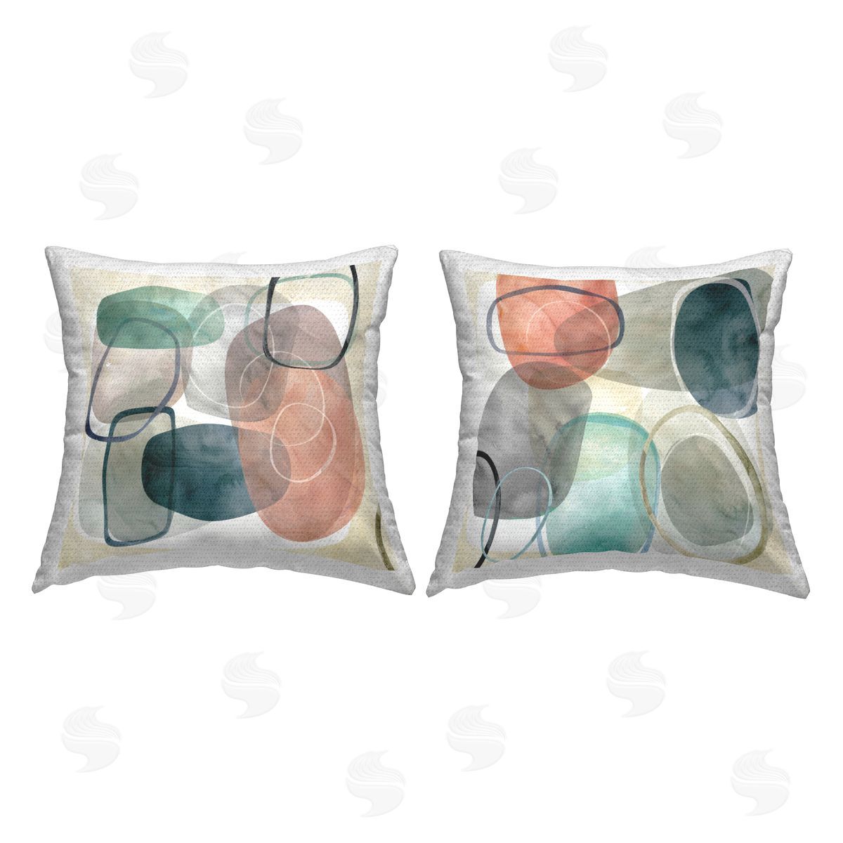 Carol Robinson Earth Tone Obliques Outdoor Quick-Dry Polyester Printed Throw Pillow