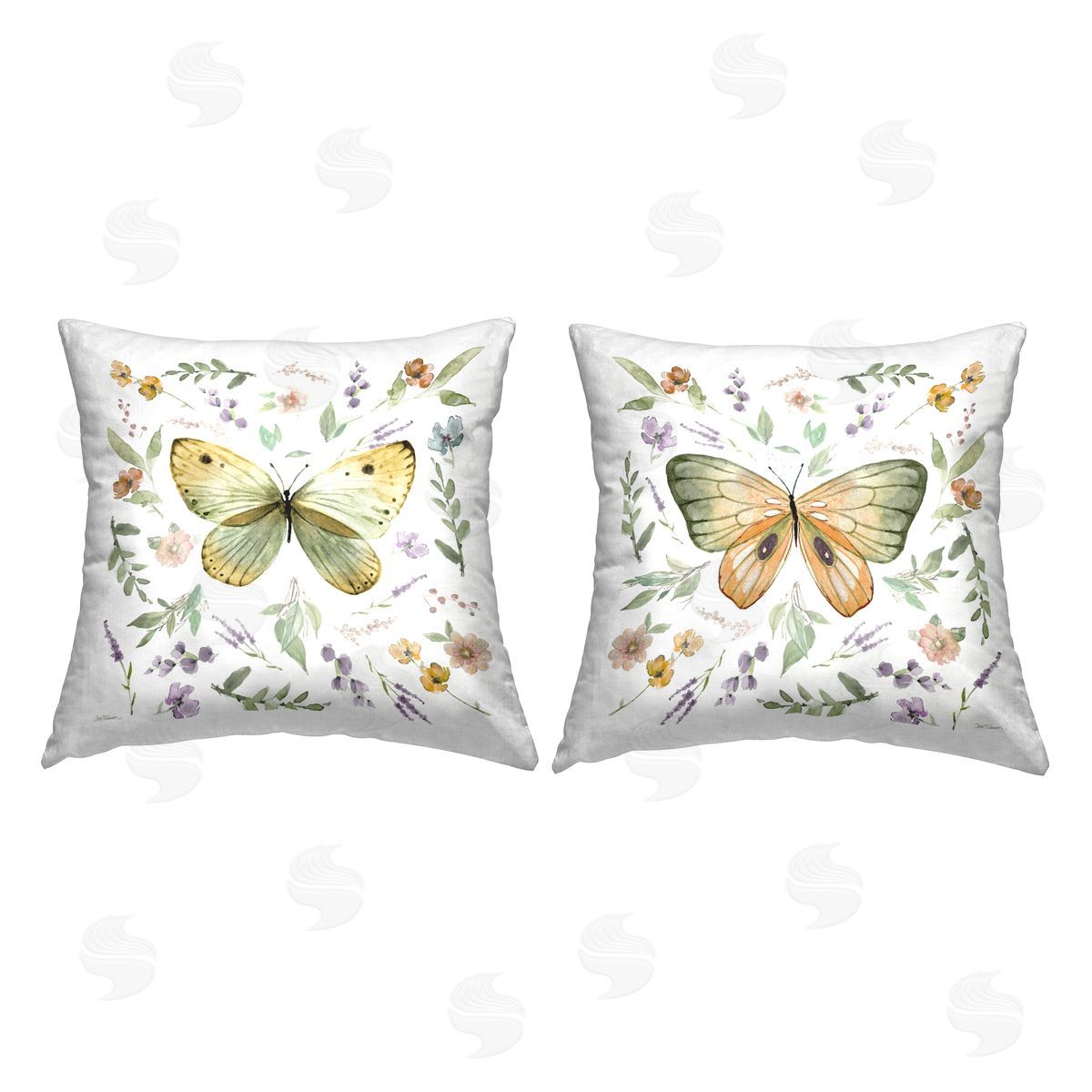 Carol Robinson Organic Nature & Butterflies Printed Plush Polyester Throw Pillow