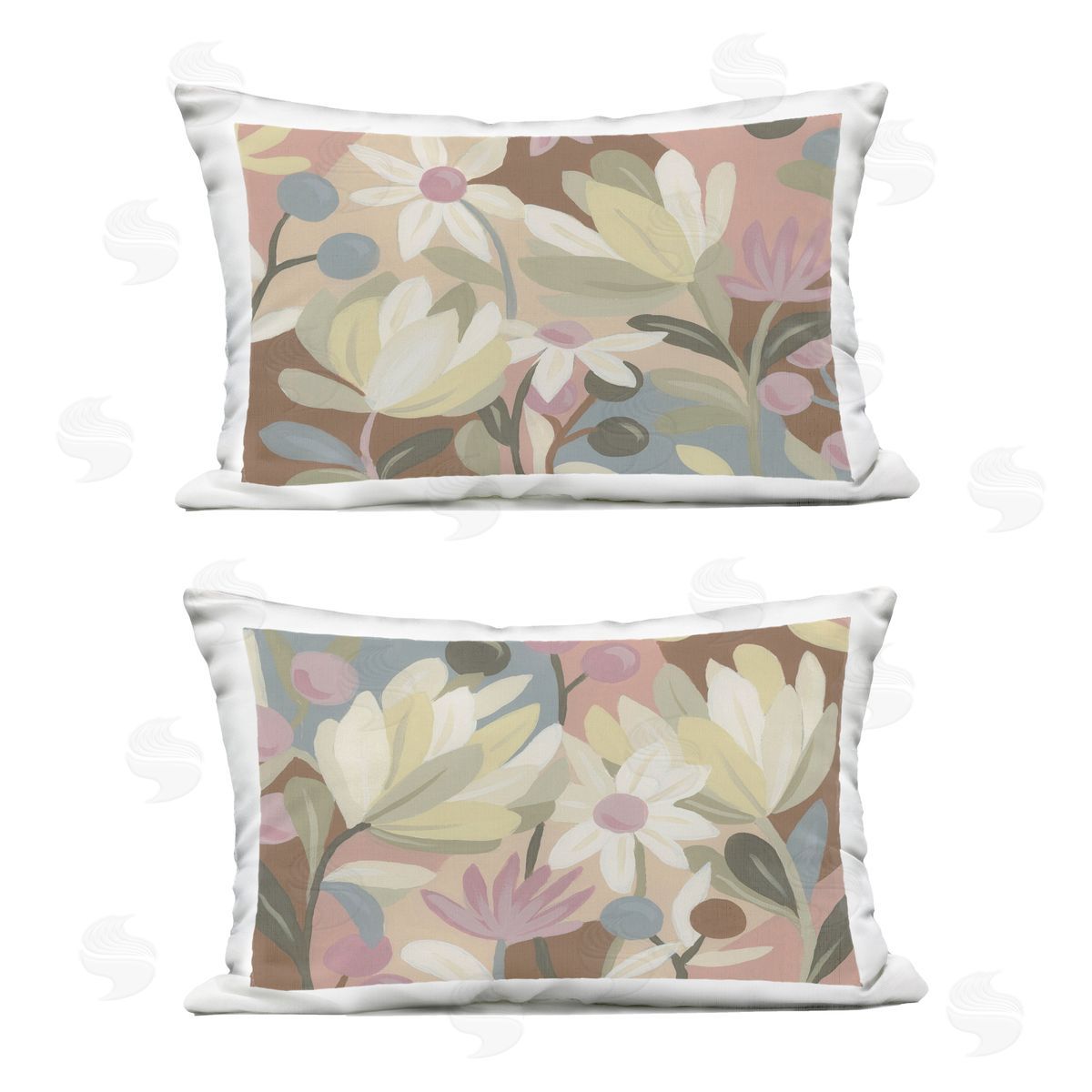 June Erica Vess Charming Muted Foliage Outdoor Quick-Dry Polyester Printed Throw Pillow