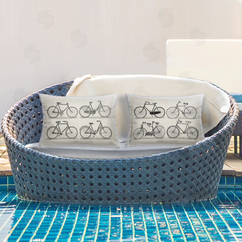 Vision Studio Vintage Bicycle Styles Outdoor Quick-Dry Polyester Printed Throw Pillow in Back Yard