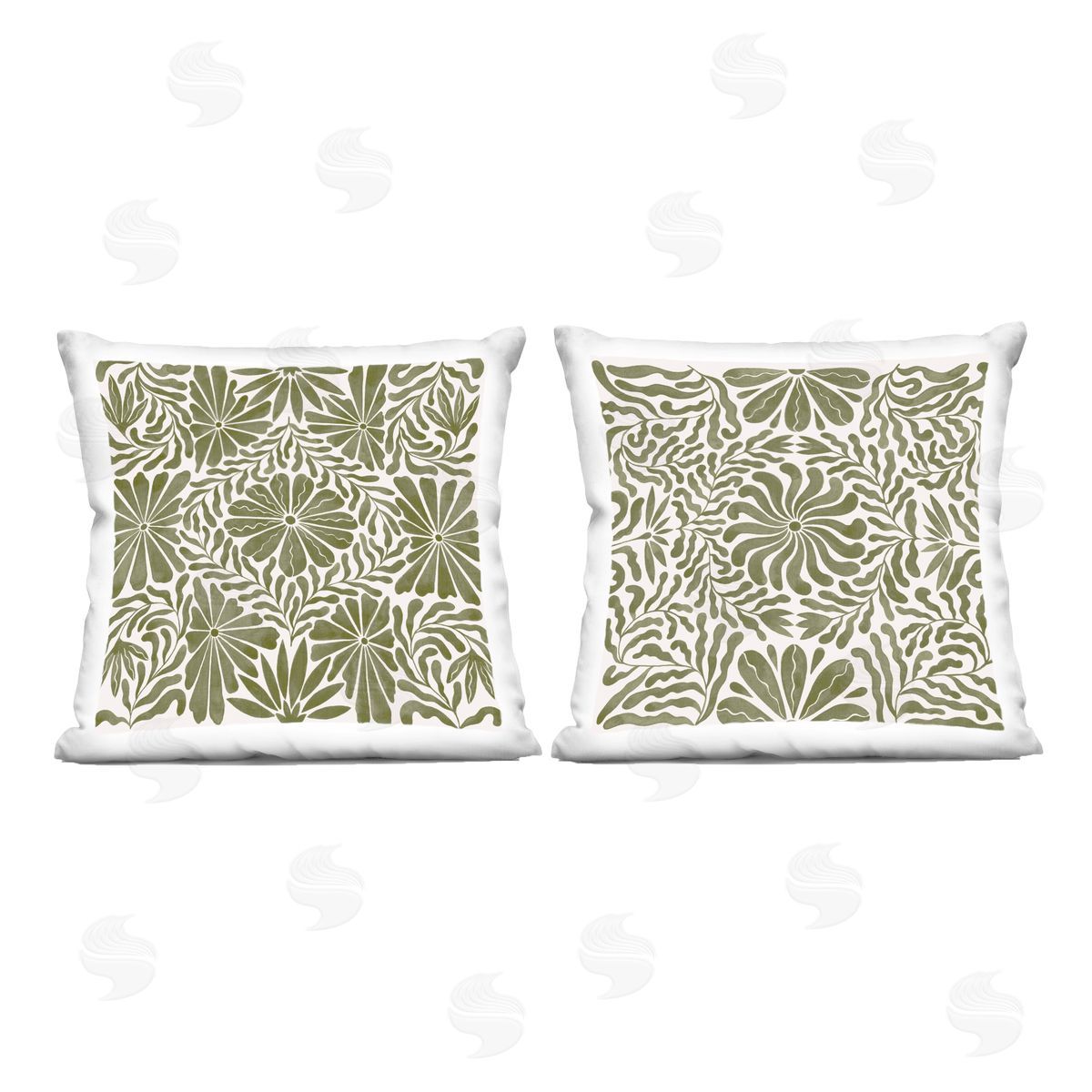 Grace Popp Patterned Wavy Flowers Printed Plush Polyester Throw Pillow
