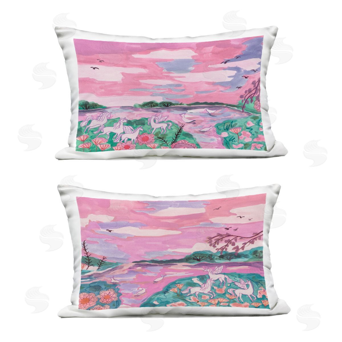 Melissa Wang Unicorn Nature Whimsy Outdoor Quick-Dry Polyester Printed Throw Pillow