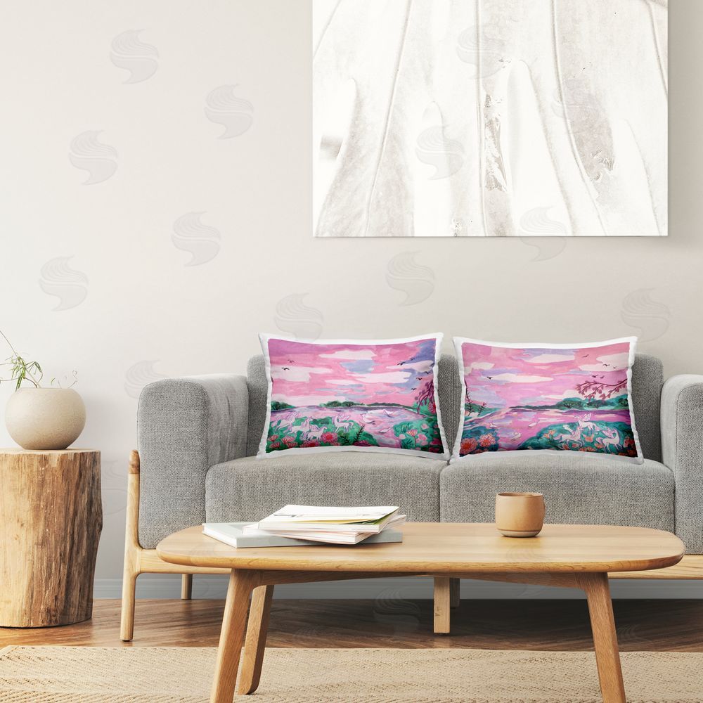 Melissa Wang Unicorn Nature Whimsy Printed Plush Polyester Throw Pillow On Chair