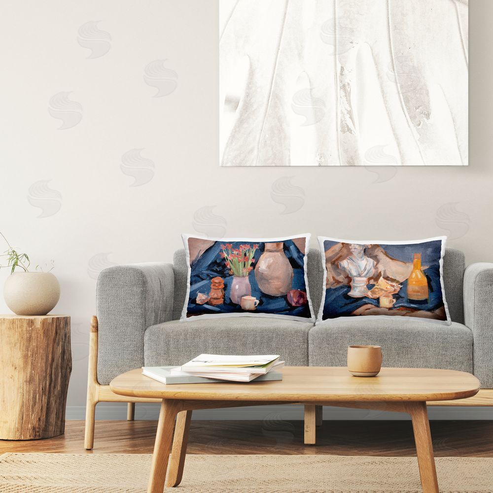 Melissa Wang Traditional Still Life on Drapery Printed Plush Polyester Throw Pillow On Chair