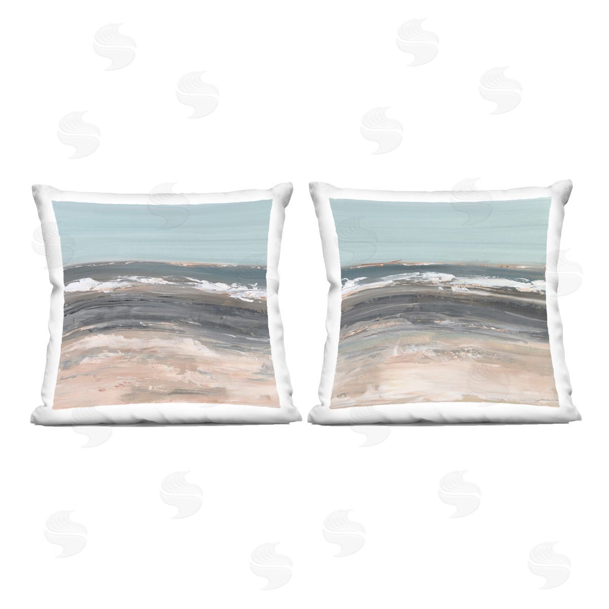 Ethan Harper Summer Waves Abstract Printed Plush Polyester Throw Pillow