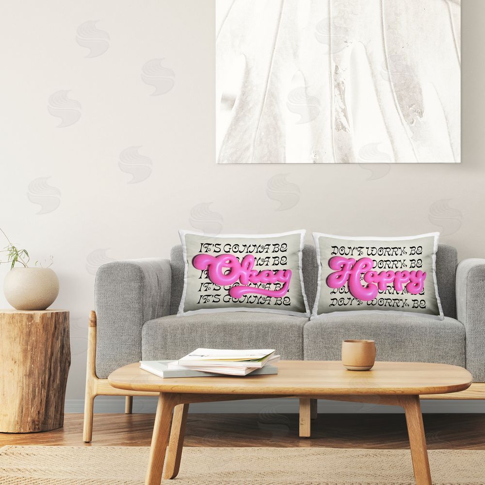 Victoria Barnes Uplifting Bubble Phrases Printed Plush Polyester Throw Pillow On Chair