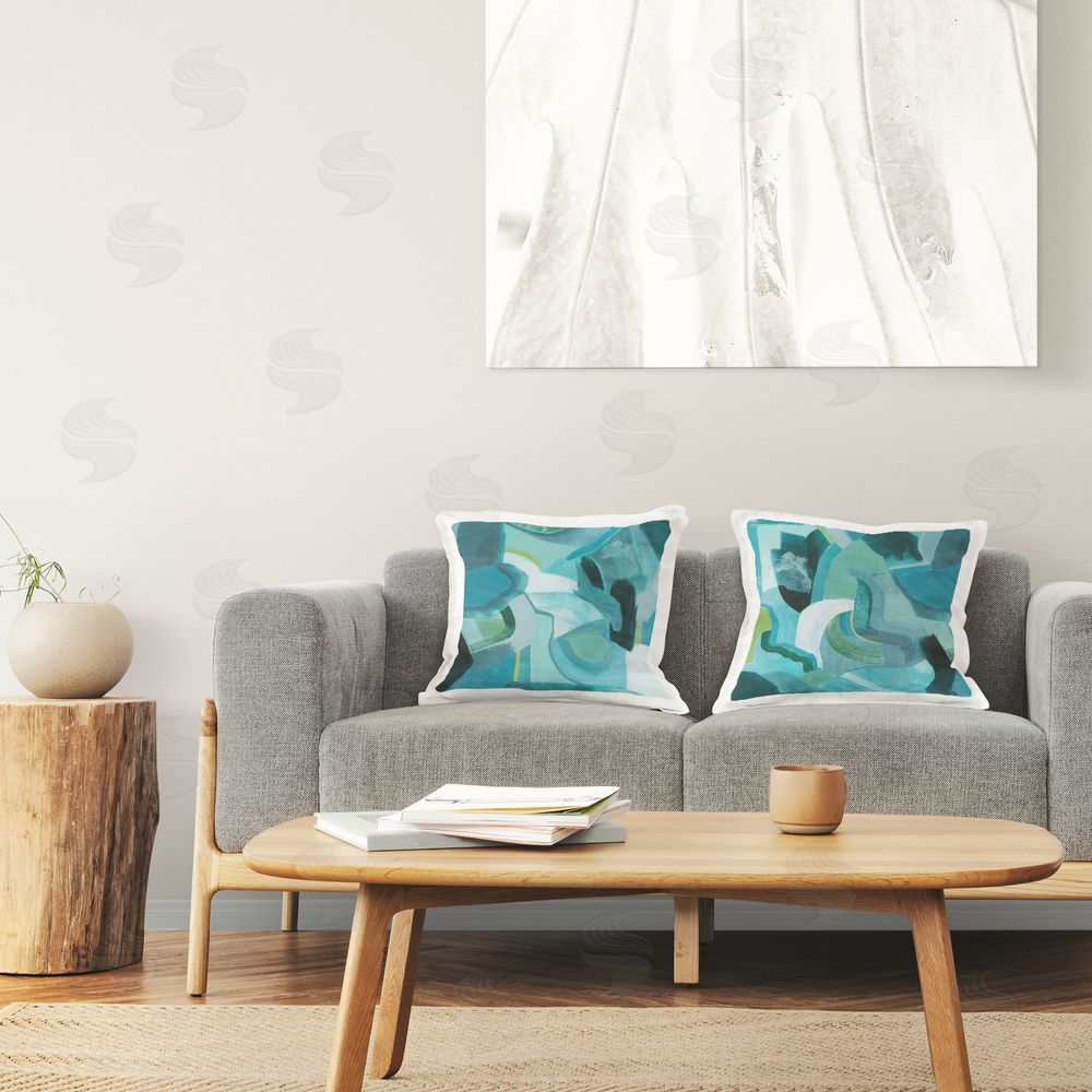 Grace Popp Energetic Blue Patterns Printed Plush Polyester Throw Pillow On Chair