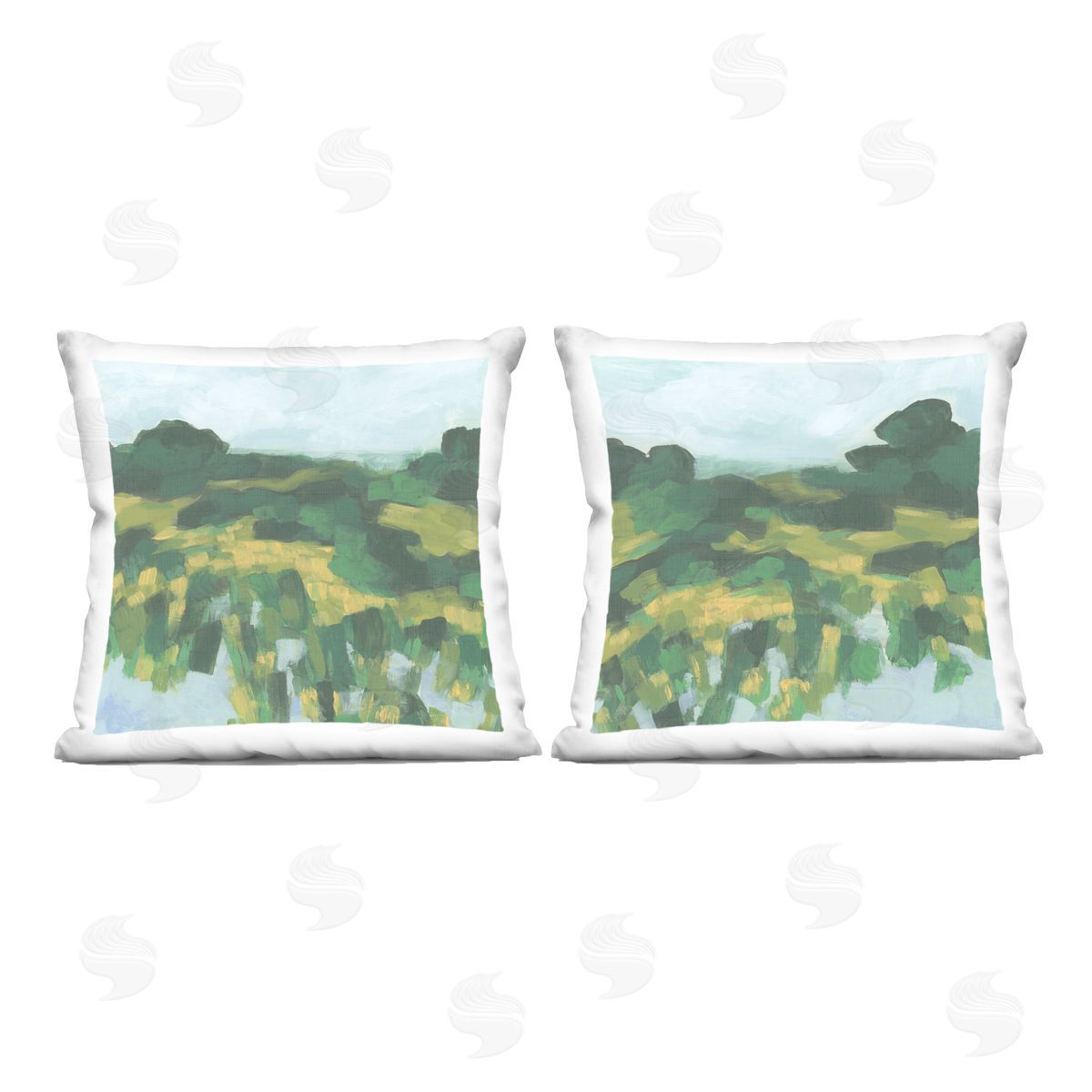 June Erica Vess Reflecting Green Nature Printed Plush Polyester Throw Pillow