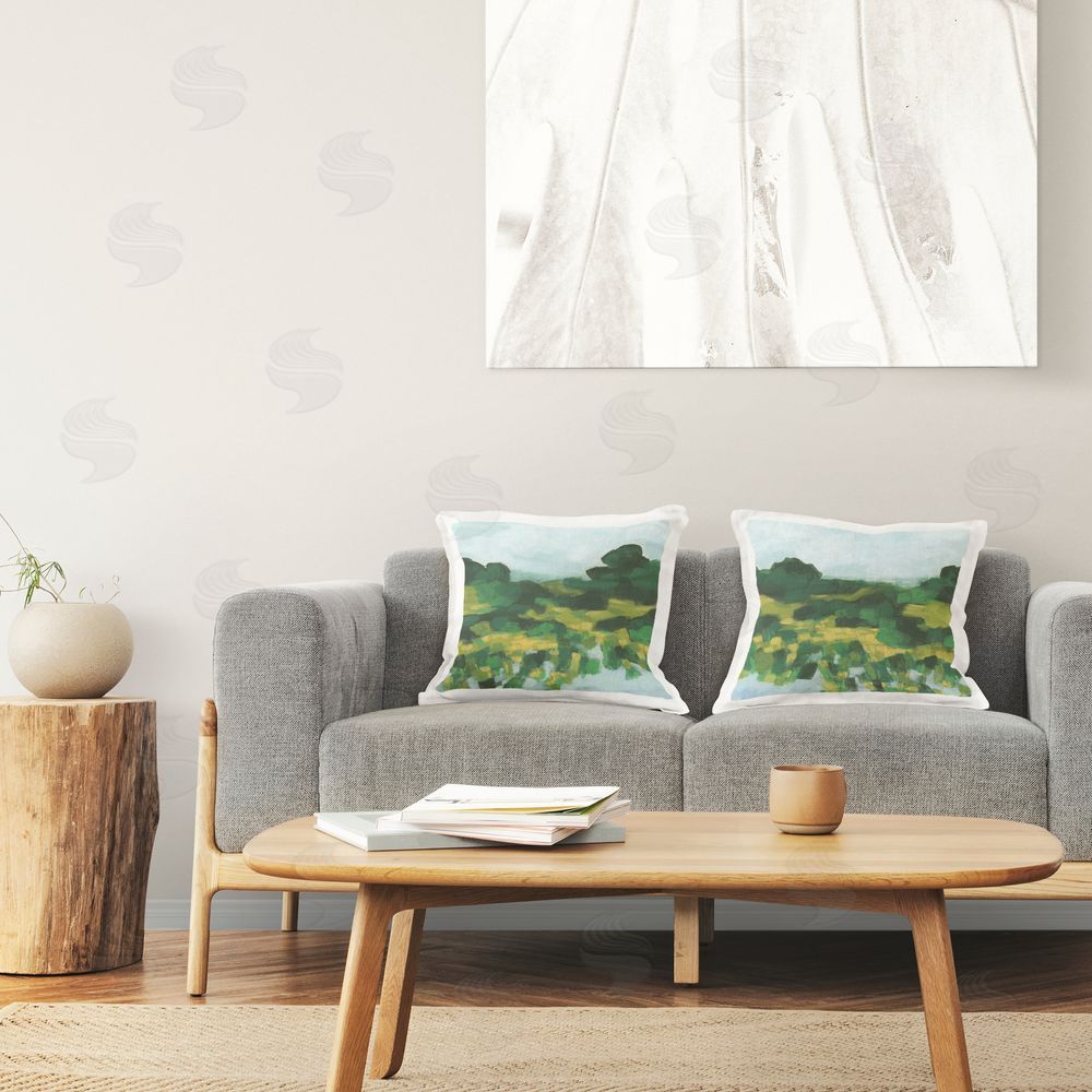 June Erica Vess Reflecting Green Nature Printed Plush Polyester Throw Pillow On Chair