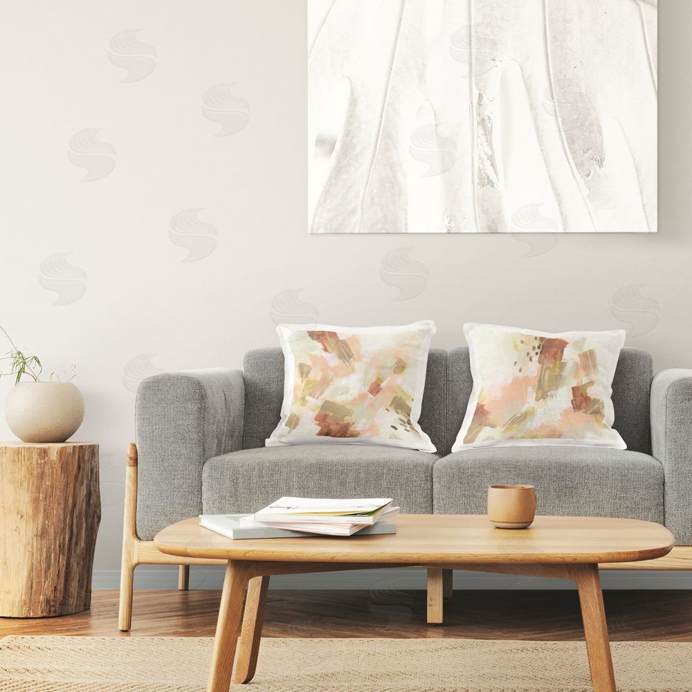 June Erica Vess Energetic Beige Palette Printed Plush Polyester Throw Pillow On Chair