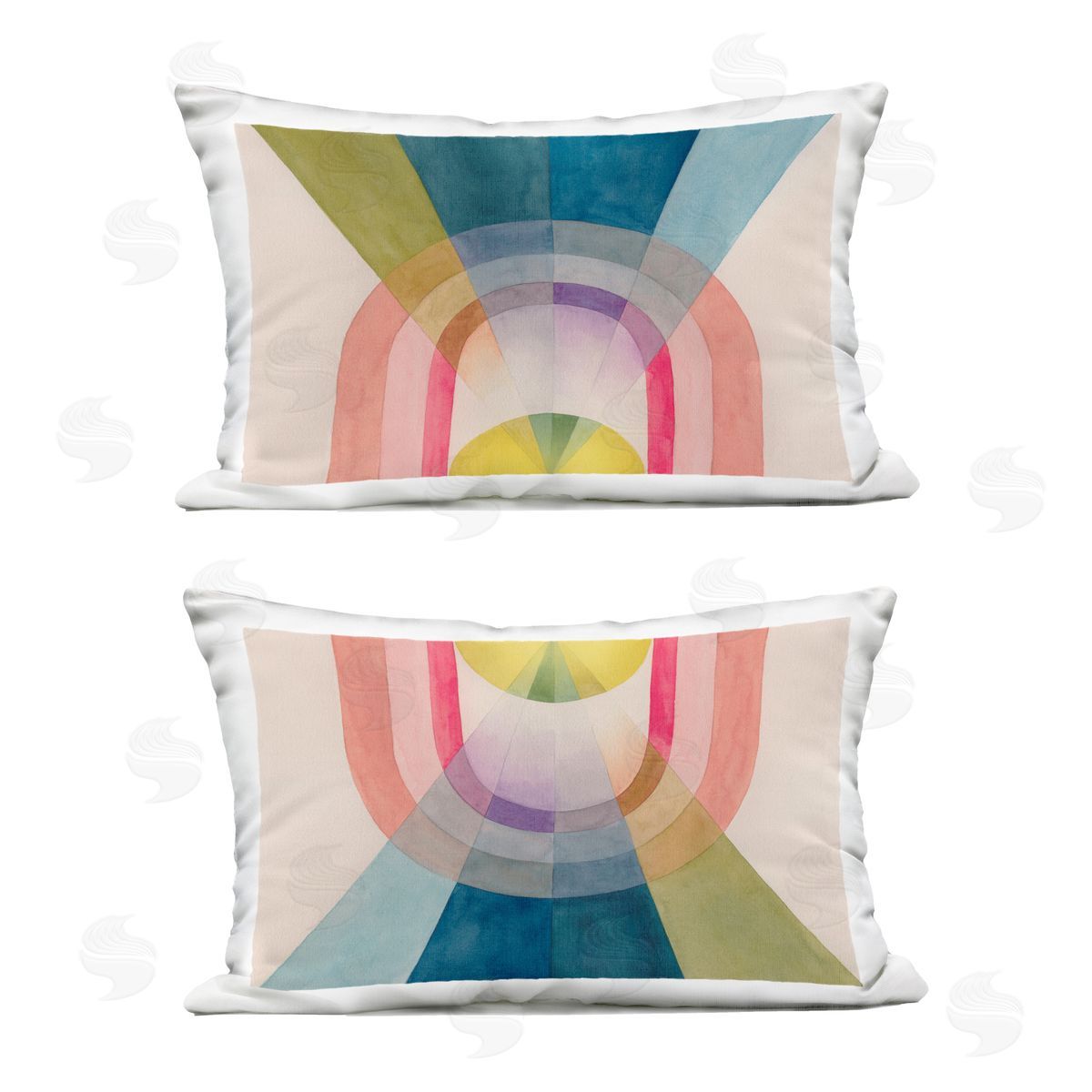 Grace Popp Retro Pastel Structured Shapes Outdoor Quick-Dry Polyester Printed Throw Pillow
