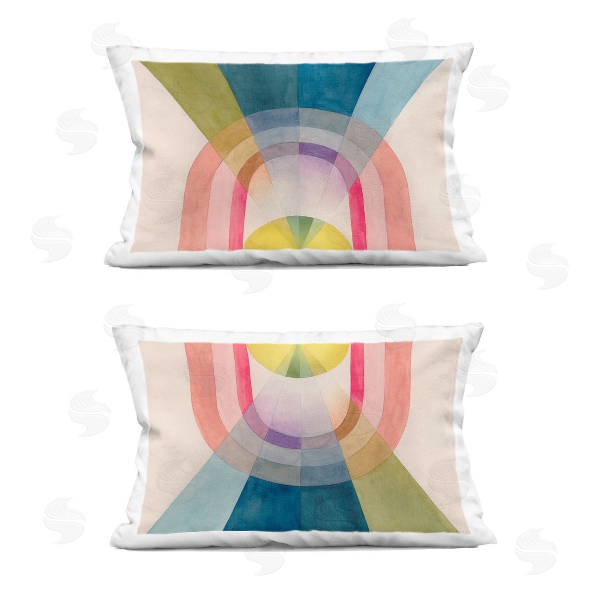 Grace Popp Retro Pastel Structured Shapes Printed Plush Polyester Throw Pillow