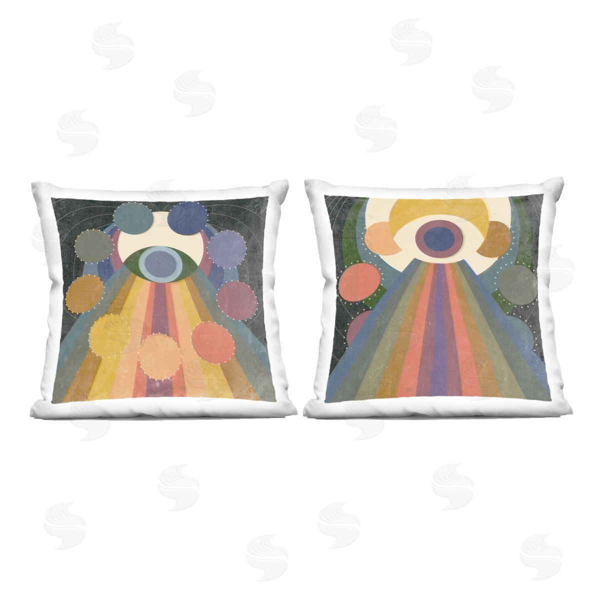 Victoria Barnes Spiritual Eye Boho Shapes Printed Plush Polyester Throw Pillow