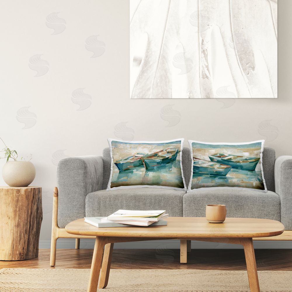Ethan Harper Rowboat Pairs Washed Ashore Printed Plush Polyester Throw Pillow On Chair